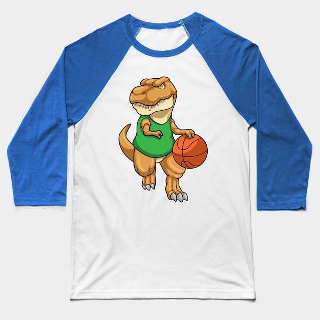 Dinosaur at Sports with Basketball Baseball T-Shirt by Markus Schnabel